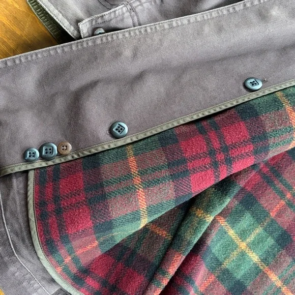 Vintage L.L. Bean Brown Canvas Field Coat Jacket Wool Plaid Lined Men's XL - Picture 12 of 15